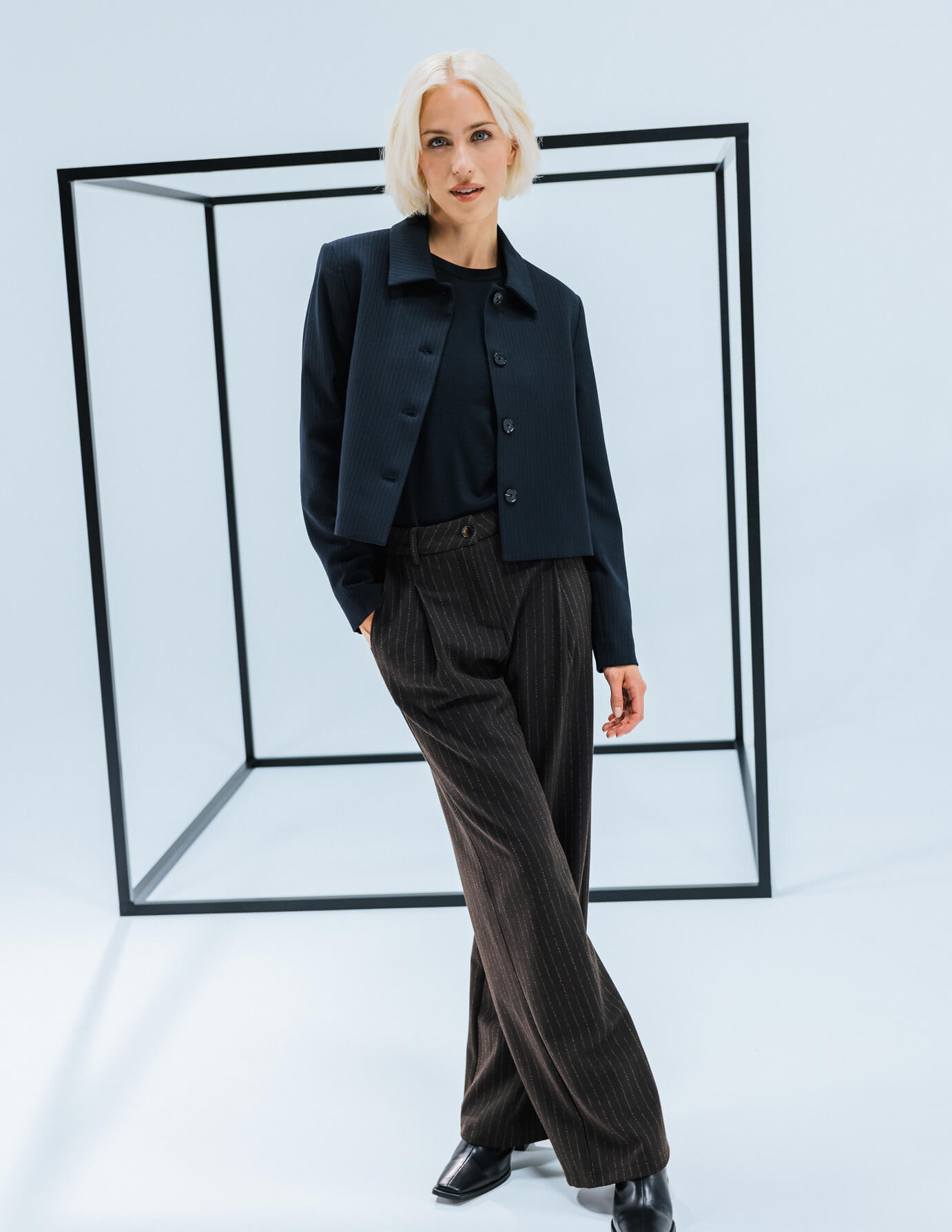 Serene Pants Wide Walnut Herringbone